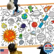 Leezead Outer Space Coloring Poster, Large Space Coloring Tablecloth Solar Sy