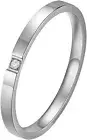 Women's Stainless Steel 2MM Thin Stackable Midi Eternity Ring Cubic Zirconia Eng