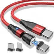 USLION PD60W Type-C for Type-C/iP/Micro Cable Fast Charging Data Transmission Magnetic Line 1M/2M Long for iPhone14 Pro