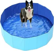 Foldable Kiddie Pool | Pet Wading Pool,32x8 Inches PVC Folding Pet Pool Bathing Tub Portable Kiddie Pool Doggie Wading Pool for Large Puppy