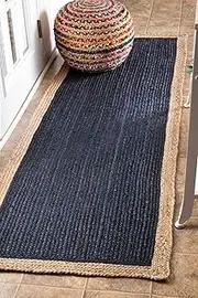 Aizza Trends Indian Handmade Braided Inner Navy Blue Jute Area Rug-Floor Carpet Rug-Bed Side Runner Rug-Doormat Rug - 2.6 x 5 Feet (78 cm x 150 cm)