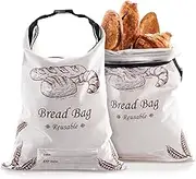 Puricon 2 Pack Reusable TPU Bread Bags for Homemade Bread, Large Capacity Linen Sourdough Bread Bags with Date Tracking Label, 12.4×16.5 inch Bread Storage Bag