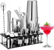 Cocktail Shaker Set Boston 23-Piece Stainless Steel and Professional Bar Tools for Drink Mixing
