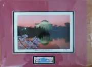 Jefferson Memorial 11x14 Suede top mat LtdEd sign/no NEW & Cherry Blossom Stamps