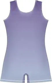 [GAIGEO] Girls Gymnastics Leotards Toddlers Violet Light Steel Blue Gradient Unitards Mermaid Leotard with Shorts 2t