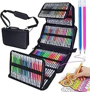 120 Colored Gel Pens, Fine Tip Pens with Carrying Case with 150% More Ink Write Smooth for Adults Coloring Books Drawing Doodling Crafts Scrapbooks Bullet Journaling