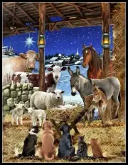Animals in Manger - Chart Counted Cross Stitch Patterns Needlework DIY DMC Color