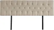 Linen Fabric King Bed Deluxe Headboard BedHead - 80mm Thick Beige