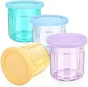 [FENKOA] Containers Replacement Ice Creami Pints and Lids, 16oz Containers Compatible with Ninja NC301 NC300 NC299AMZ Series Ice Cream Maker - BPA Free - Dishwasher Safe (Green,Blue,Purple,Yellow)