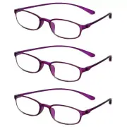 Calabria 718 Flexie Oval Reading Glasses +1.00 Violet (3pack) Men/Women Bendable