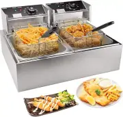 Commercial Deep Fryer with Basket, 3400W 12.7QT/12L, Electric Oil Fryer for Home
