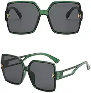 [HPIRME] Oversized The Letter H Square Sunglasses Women Men Retro Rectangle Shades