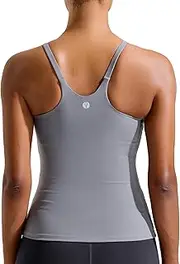 [KIMTREE] Sports Bras for Women,U Back Padded Medium Support Wireless Yoga Workout Tank Tops with Built-in Bras, Z-grey, Medium