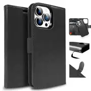 Tough On Magnetic Detachable Leather Phone Case iPhone 15 Pro Max - Black