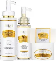 AILKE Vitamin C Brightening 4-In-1 Set, Lightening, Reduce Dark Spot, Wrinkle, Smooth Skin, Anti-Aging, With Niacinamide, Glycerin, Skin Moisturizer For Men, Women