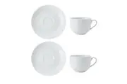 4pc Mikasa Chalk Tableware Dining Porcelain Tea Cups and Saucers 220ml White