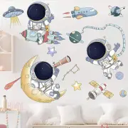 YIXIAMEDIA Astronaut Wall Stickers, Planet Space Walk Spaceship DIY Art Vinyl...