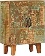 Hand Carved Sideboard for Living Room, Farmhouse Wood Table with Storage - Solid Reclaimed Coffee Tables for Home, 55x30x75 cm