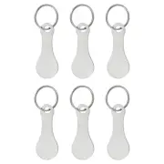 6Pcs Shopping Trolley Token Key Ring, 2.2 Inch Cart Remover, Silver Tone