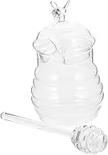PAMINGONO 1 Set Glass Small Honey Bottle Syrup Jars Glass Honey Pot Syrup Dispenser Home Syrup Jar with Dipper Clear Honey Dispenser Honey Container Glass Jar re-usable