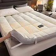 Japanese Floor Mattress, Soft, Fluffy, Comfortable, Breathable, Foldable, Roll-Up Mattress for Floor, Bedroom, Guest Bed and Travel.(White,150x200cm)