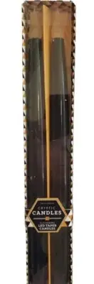 Flickering LED Taper Cryptic Candle Pair Black Battery Twos Company New Boxed