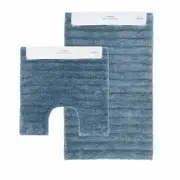 Algodon Lawson Plush Bath Mat 2 Piece Set - Denim