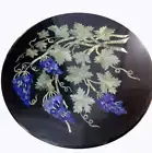 2' black round Marble dining Coffee Table Top Pietra Dura Inlay antique lapis f1