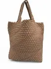 NWT Queenoris Woven Tote Bag with Matching Pouch - Tan Faux Leather Beach Pool
