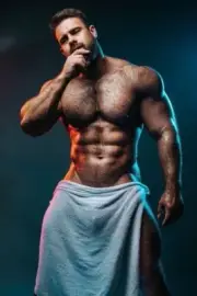 [M092] Handsome Man Cute Model Showing Off Body Male Physique Photography