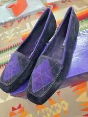 Enzo Angiolini Flats Women's Size 7.5 Suede Purple Black Pattern