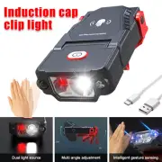 LED Headlamp Clip on Cap Hat Light Induction Head Torch Camp Lamp Rechargeable