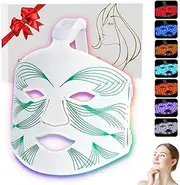 YIPYOP Blue Red Light Theràpy Màsk for Face, 7 Colors led face màsk Light Theràpy, Portable Facial Skin Care Màsk for Face and Neck At Home (Green)