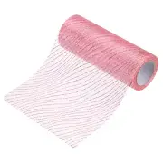 6" x 10 Yards Sheer Glitters Yarn Ribbon Nylon Wave Mesh Ribbon(Pink Brown)