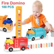 Automatic Placement Domino Brick Train Car Sound Light Set Children Colorful Plastic Blocks Game Toys Car?Fire Fighting Truck)