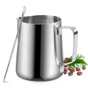12oz Stainless Steel Milk Frothing Pitcher Coffee Milk Frother Cup with Art Pen