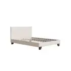 Bed Frame Boucle Fabric Mattress Base Platform Wooden Beige