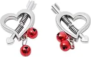 Nipple Clamps, Adjustable Nipple Clamps with Bells, Non Piercing Nipple Rings, Nipple Rings Breast Stimulation Toys, Pacifier Clip Lasso (Red)