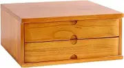 2-Layer Solid Wood File Cabinet, Desk Storage Box, Shelf Information Rack, for A4 Paper, Magazines, Documents (Size : 40×28×16cm)