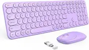 PEIOUS Wireless Keyboard & Mouse Combo with USB and Type C Receiver Cute Purple