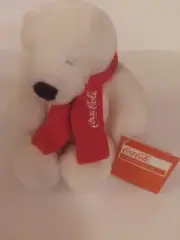 Coca Cola Coke Polar Bear Collectible 6 Inch Plush Bear With Red Scarf Mint