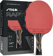 STIGA Raptor Performance Ping Pong Paddle - 7-ply Carbon Fiber Blade - 2mm Premiere Sponge for a Larger Sweet Spot - Flared Handle for Increased Control - Performance Table Tennis Racket