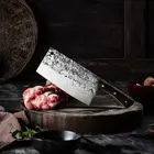 Forged Steel Cleaver Knife Kitchen Chef Butcher Slicing Chop Meat Wood Handle S