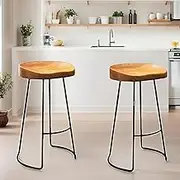 29.5" Bar Stools Set of 2,Solid Wood Counter Height Barstools for Kitchen Island Modern Bar Chairs Footrest for Breakfast Dining Home Living Room[Not Included in Table]