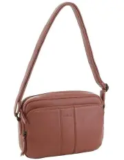 [Milleni] Leather Multi-Zip Cross-Body Bag in Rose