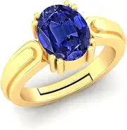 [Akshita gems] Blue Sapphire/Neelam 11.25 Ratti 10.62 crt Stone Panchdhatu Adjustable Ring for Women, Loose Gemstone, Blue Sapphire