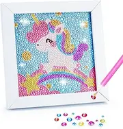 yohuu 5D Diamond Art Kit for Kids 7.1"X7.1" with Wooden Frame Arts and Crafts for Kids Ages 6-8-10-12 Easy to DIY Mosaic Gem Dots Painting by Number Kit Home Wall Decoration