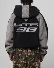 [LOITER] Loiter Speedway Fleece Jacket Black/grey - Size M M Black/Grey