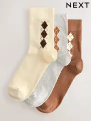 Neutral Argyle Ankle Socks 3 Pack (F79625) | $17