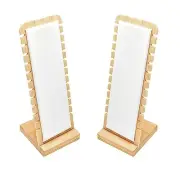 2 Pack Bamboo Panel Jewelry Necklace Tabletop Display Boards Stand (White)